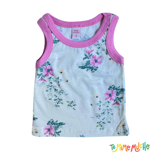 Musculosa flores rosas fondo amarillo