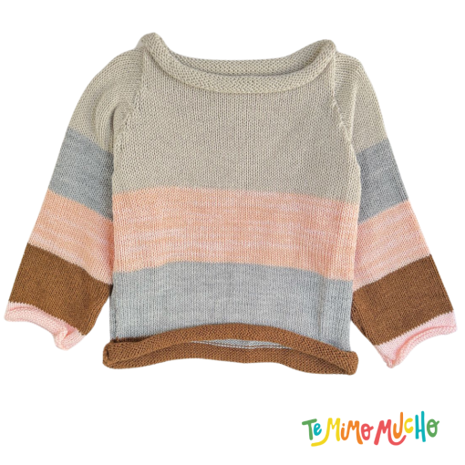 Sweater de lana 3 colores rosa y marron