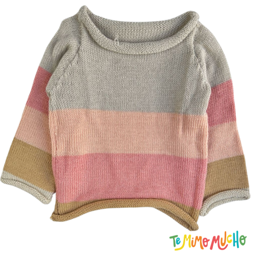 Sweater de lana 3 colores rosa y gris