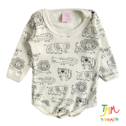 Body manga larga animalitos fondo blanco - Talle 4 - 20meses