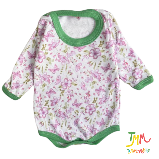 Body manga larga flores con verde