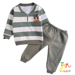 Conjunto de FRIZA rayado verde - Talle 4 - 18 meses
