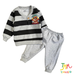 Conjunto de FRIZA rayado negro y gris - Talle 2 -8 meses