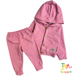 Conjunto campera de Daflon frizado fucsia - Talle 6 - 30 meses