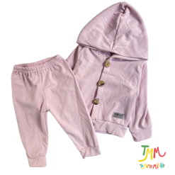 Conjunto campera de Daflon frizado rosa - Talle 6 - 30 meses